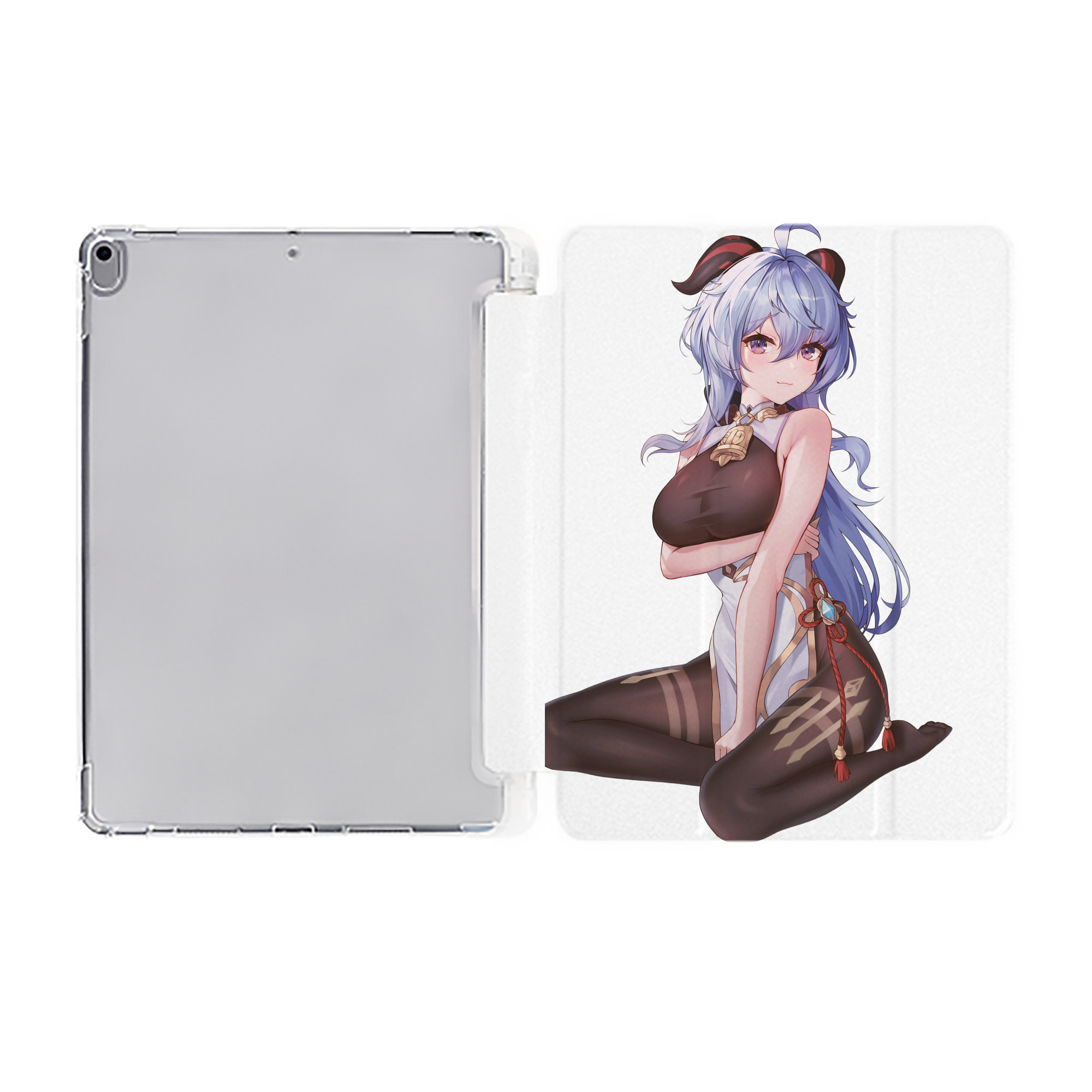 げんし神 甘雨 かんう genshin Ganyu IPad ケース ペン収納付き 三つ折りスタンド PUレザー×シリコン 対応機種9.5/10.5/10.9インチ